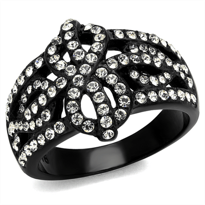 Picture of TK2363 - Stainless Steel Ring IP Black(Ion Plating) Women Top Grade Crystal Clear