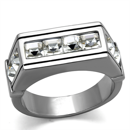 Picture of TK2376 - Stainless Steel Ring High polished (no plating) Men Top Grade Crystal Clear