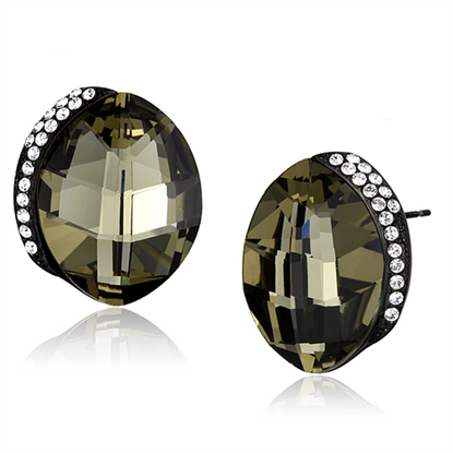 Picture of TK2377 - Stainless Steel Earrings IP Black(Ion Plating) Women Top Grade Crystal Black Diamond