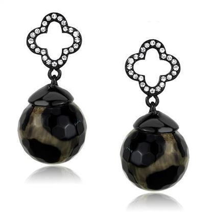 Picture of TK2384 - Stainless Steel Earrings IP Black(Ion Plating) Women Synthetic Multi Color