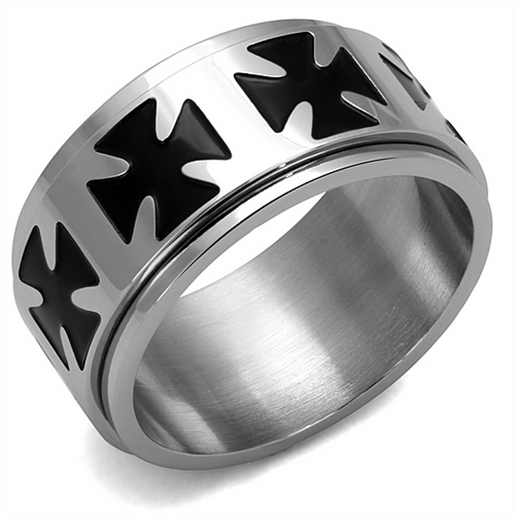 Picture of TK2391 - Stainless Steel Ring High polished (no plating) Men Epoxy Jet