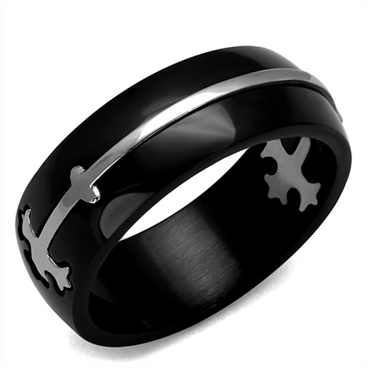 Picture of TK2392 - Stainless Steel Ring Two-Tone IP Black Men No Stone No Stone