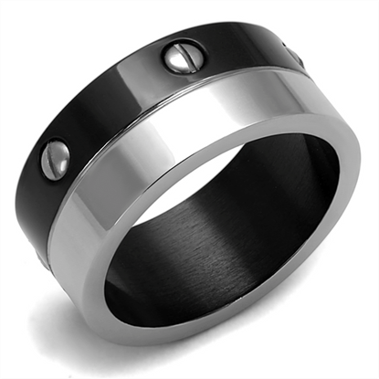 Picture of TK2397 - Stainless Steel Ring Two-Tone IP Black (Ion Plating) Men No Stone No Stone