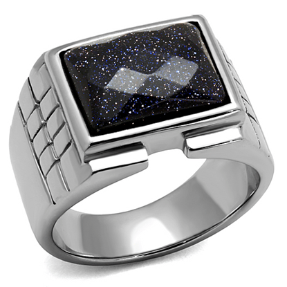 Picture of TK2399 - Stainless Steel Ring High polished (no plating) Men Blue Sand Montana