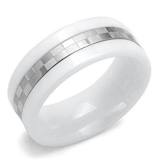 Picture of TK2403 - Stainless Steel Ring High polished (no plating) Women Ceramic White