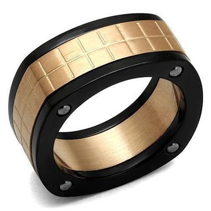 Picture of TK2406 - Stainless Steel Ring Three Tone IP?â‚¬IP Rose Gold & IP Black & High Polished) Men No Stone No Stone