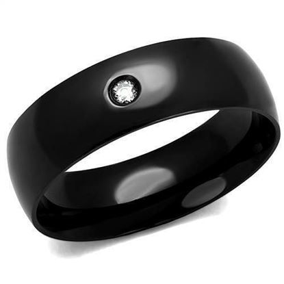 Picture of TK2409 - Stainless Steel Ring IP Black(Ion Plating) Men AAA Grade CZ Clear