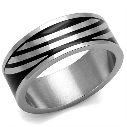 Picture of TK2411 - Stainless Steel Ring High polished (no plating) Men Epoxy Jet