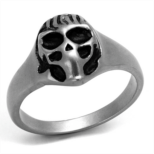 Picture of TK2417 - Stainless Steel Ring Antique Silver Men Epoxy Jet