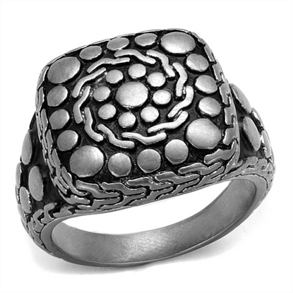 Picture of TK2420 - Stainless Steel Ring Antique Silver Men Epoxy Jet