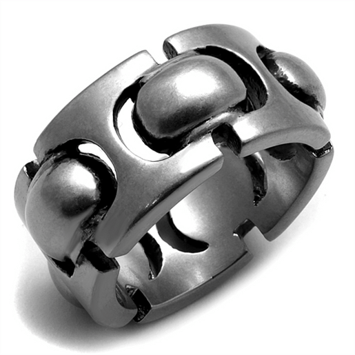 Picture of TK2421 - Stainless Steel Ring Antique Silver Women Epoxy Jet