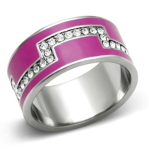 Picture of TK244 - Stainless Steel Ring High polished (no plating) Women Top Grade Crystal Clear