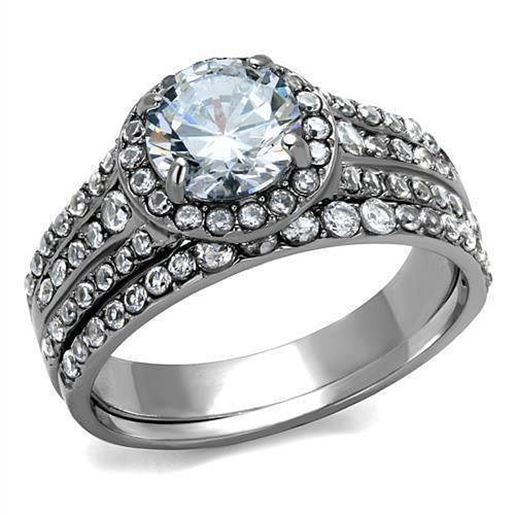 Picture of TK2476 - Stainless Steel Ring High polished (no plating) Women AAA Grade CZ Clear