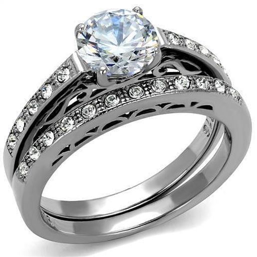 Picture of TK2477 - Stainless Steel Ring High polished (no plating) Women AAA Grade CZ Clear