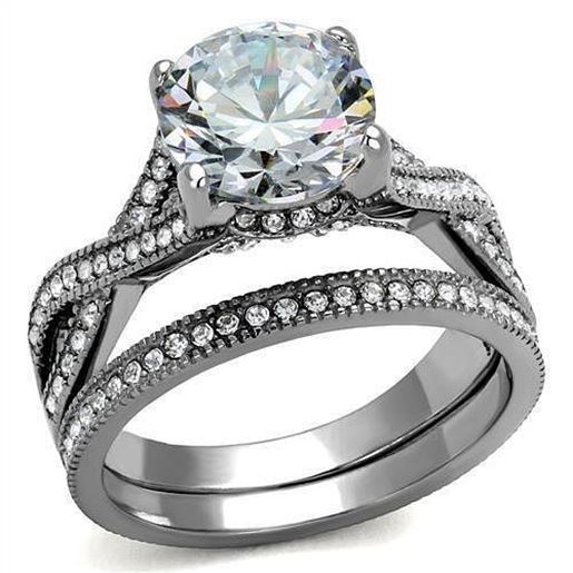 Picture of TK2478 - Stainless Steel Ring High polished (no plating) Women AAA Grade CZ Clear