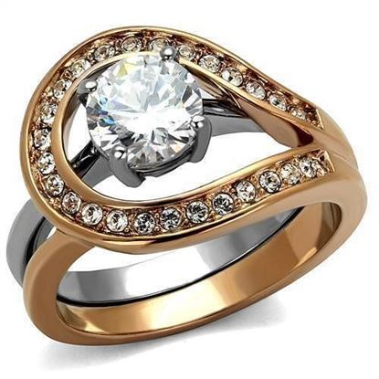 Picture of TK2479 - Stainless Steel Ring Two-Tone IP Rose Gold Women AAA Grade CZ Clear