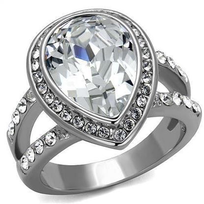 Picture of TK2504 - Stainless Steel Ring High polished (no plating) Women Top Grade Crystal Clear