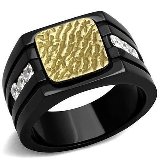 Picture of TK2519 - Stainless Steel Ring Two-Tone IP Gold (Ion Plating) Men AAA Grade CZ Clear