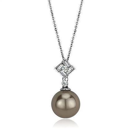 Picture of TK2526 - Stainless Steel Chain Pendant High polished (no plating) Women Synthetic Gray