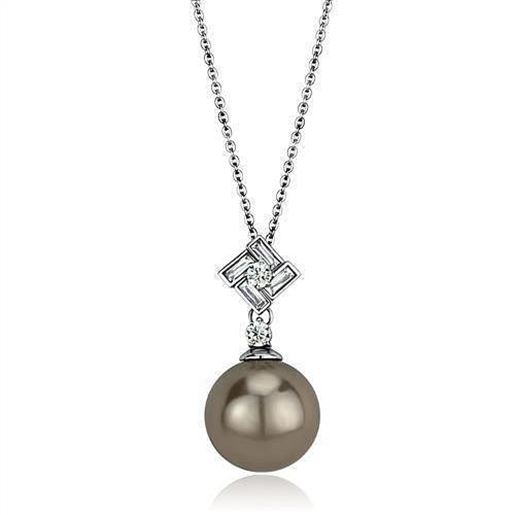 Picture of TK2526 - Stainless Steel Chain Pendant High polished (no plating) Women Synthetic Gray