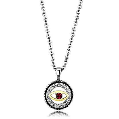 Picture of TK2527 - Stainless Steel Chain Pendant Two-Tone IP Gold (Ion Plating) Women Top Grade Crystal Garnet