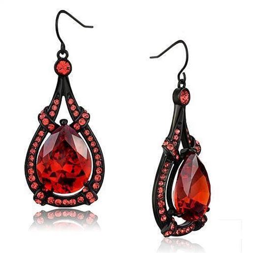 Picture of TK2531 - Stainless Steel Earrings IP Black(Ion Plating) Women AAA Grade CZ Orange