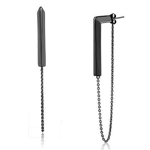 Picture of TK2535 - Stainless Steel Earrings IP Light Black  (IP Gun) Women No Stone No Stone