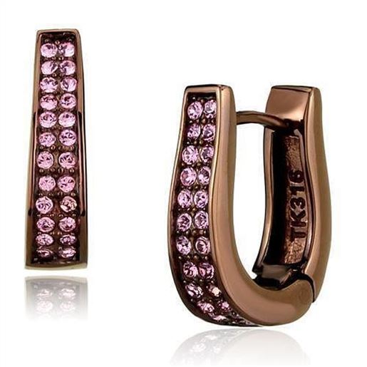 Picture of TK2537 - Stainless Steel Earrings IP Coffee light Women Top Grade Crystal Light Rose