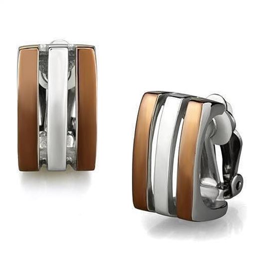 Picture of TK2542 - Stainless Steel Earrings Two Tone IP Light Brown (IP Light coffee) Women No Stone No Stone