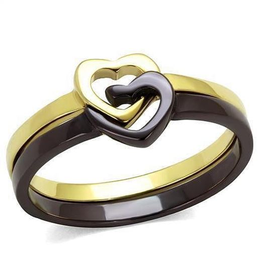 Picture of TK2548 - Stainless Steel Ring IP Gold & IP Dark Brown (IP coffee) Women No Stone No Stone