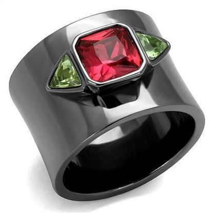 Picture of TK2556 - Stainless Steel Ring IP Light Black  (IP Gun) Women Synthetic Multi Color