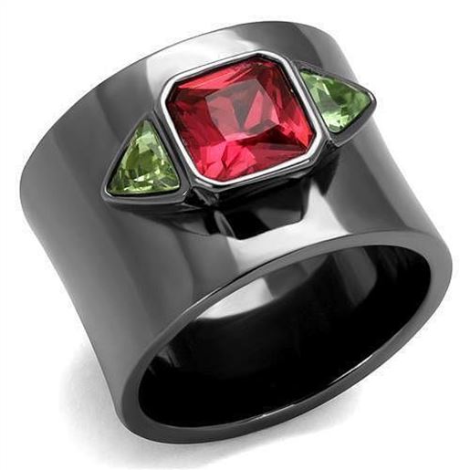 Picture of TK2556 - Stainless Steel Ring IP Light Black  (IP Gun) Women Synthetic Multi Color