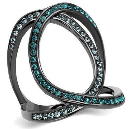 Picture of TK2557 - Stainless Steel Ring IP Light Black  (IP Gun) Women Top Grade Crystal Multi Color