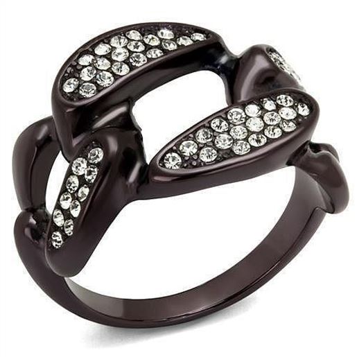 Picture of TK2558 - Stainless Steel Ring IP Dark Brown (IP coffee) Women Top Grade Crystal Clear