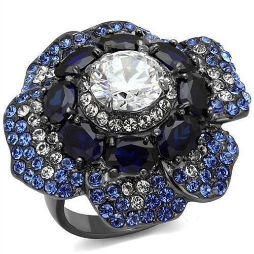 Picture of TK2559 - Stainless Steel Ring IP Light Black  (IP Gun) Women AAA Grade CZ Clear