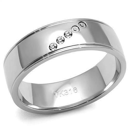 Picture of TK2564 - Stainless Steel Ring High polished (no plating) Women Top Grade Crystal Clear