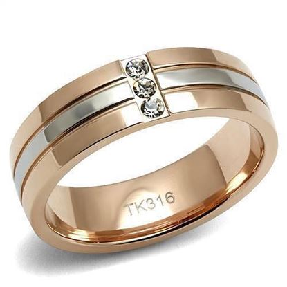 Picture of TK2570 - Stainless Steel Ring Two-Tone IP Rose Gold Women Top Grade Crystal Clear