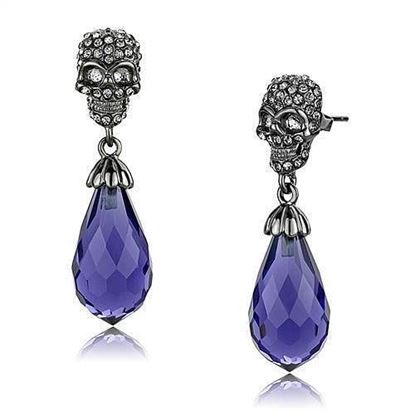 Picture of TK2574 - Stainless Steel Earrings IP Light Black  (IP Gun) Women Synthetic Tanzanite