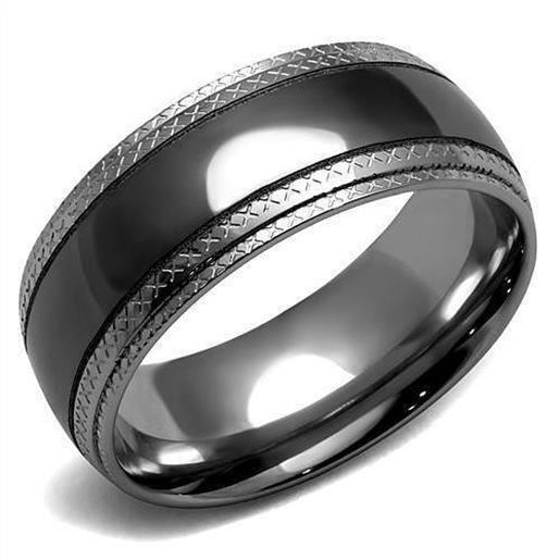 Picture of TK2580 - Stainless Steel Ring Two Tone IP Light Black (IP Gun) Unisex No Stone No Stone