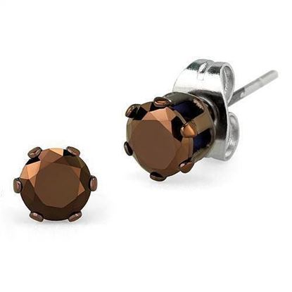 Picture of TK2586 - Stainless Steel Earrings Two Tone IP Light Brown (IP Light coffee) Women AAA Grade CZ Light Coffee