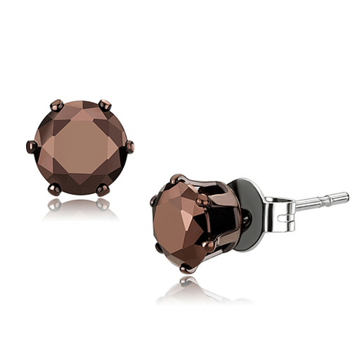 Picture of TK2587 - Stainless Steel Earrings Two Tone IP Light Brown (IP Light coffee) Women AAA Grade CZ Light Coffee