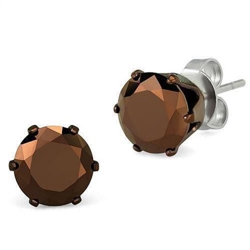 Picture of TK2588 - Stainless Steel Earrings Two Tone IP Light Brown (IP Light coffee) Women AAA Grade CZ Light Coffee