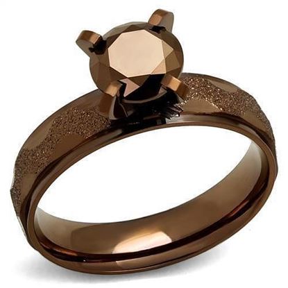 Picture of TK2595 - Stainless Steel Ring IP Coffee light Women AAA Grade CZ Light Coffee