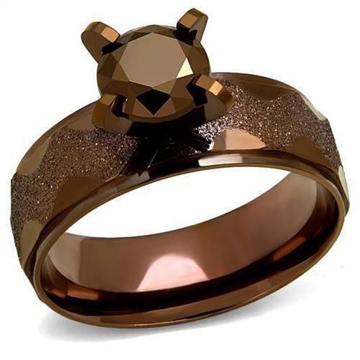 Picture of TK2596 - Stainless Steel Ring IP Coffee light Women AAA Grade CZ Light Coffee