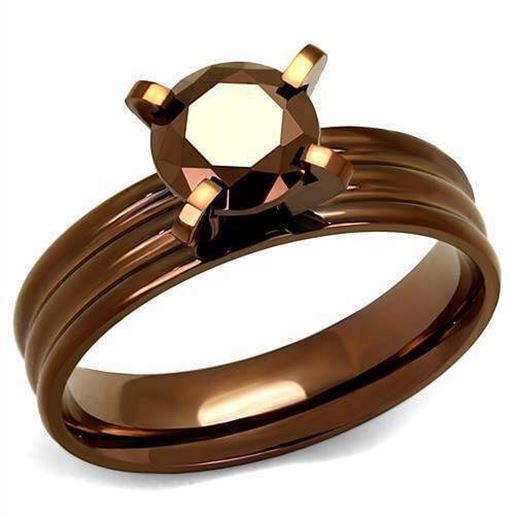 Picture of TK2597 - Stainless Steel Ring IP Coffee light Women AAA Grade CZ Light Coffee