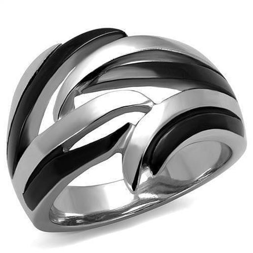 Picture of TK2605 - Stainless Steel Ring Two-Tone IP Black (Ion Plating) Women No Stone No Stone