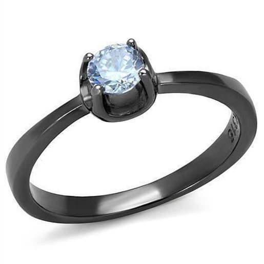 Picture of TK2609 - Stainless Steel Ring IP Light Black  (IP Gun) Women AAA Grade CZ Light Amethyst