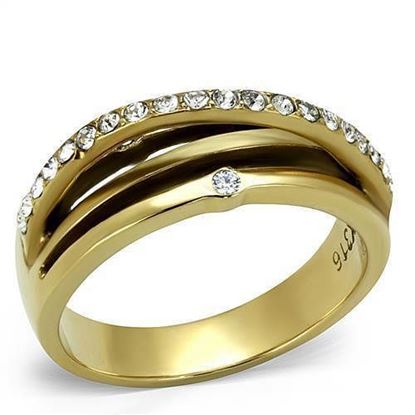 Picture of TK2611 - Stainless Steel Ring IP Gold(Ion Plating) Women Top Grade Crystal Clear