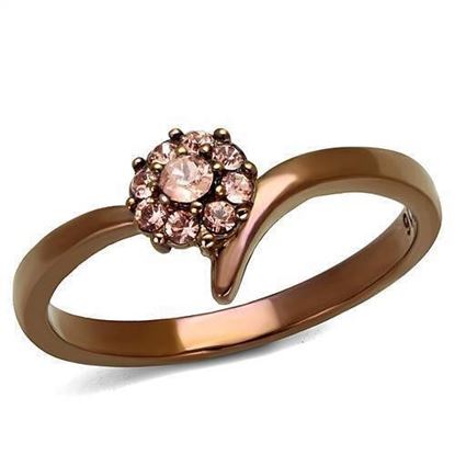 Picture of TK2612 - Stainless Steel Ring IP Coffee light Women Top Grade Crystal Light Peach