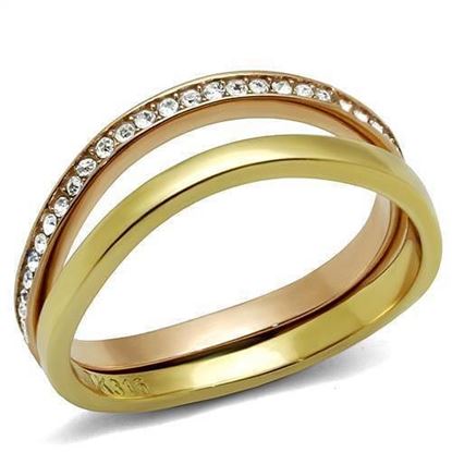 Picture of TK2613 - Stainless Steel Ring IP Gold & IP Rose Gold (Ion Plating) Women Top Grade Crystal Clear